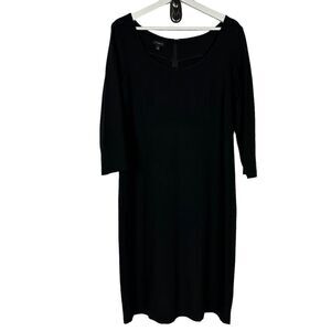 Talbots Black Jersey Knit Sheath Dress size 10 Round Neckline Empire Waist